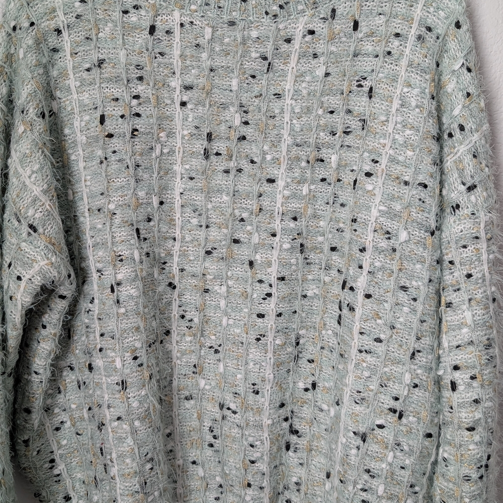 She + Sky Blue and Black Crewneck Sweater